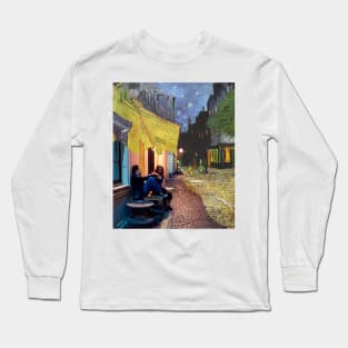 Van Gogh Café Terrace at Night and Jessie and Celine in Before Sunrise Long Sleeve T-Shirt